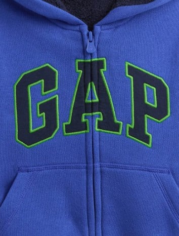 Gap Erkek Bebek İçi Tüylü Kapşonlu Yazılı Ceket 1-5 Yaş SAX