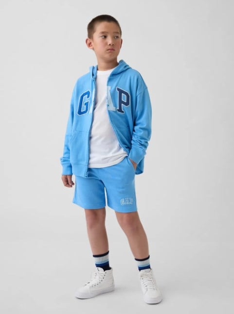 Gap Erkek Çocuk Düz Beli Lastiki Logo Şort 4-16 Yaş AÇIK MAVİ