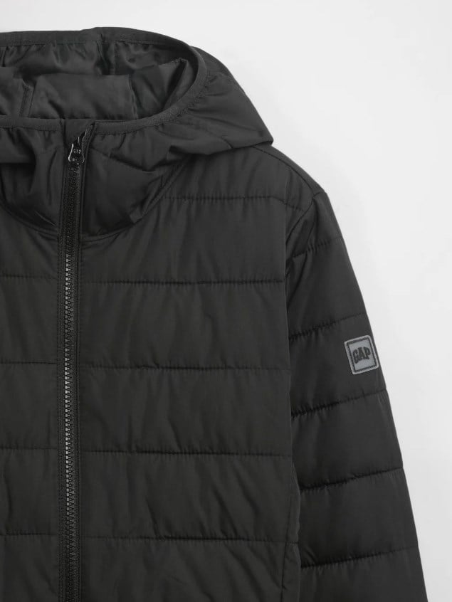 GAP Erkek Çocuk Kapüşonlu Şişme Puffer Mont (ColdControl) SİYAH