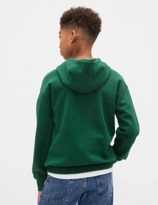 Gap Erkek Çocuk Neon Baskılı Kapşonlu Sweatshirt 4-16 Yaş YEŞİL