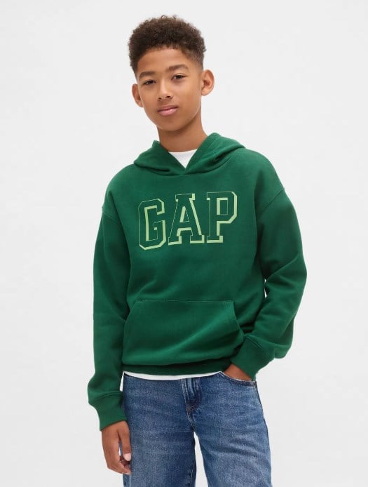 Gap Erkek Çocuk Neon Baskılı Kapşonlu Sweatshirt 4-16 Yaş YEŞİL