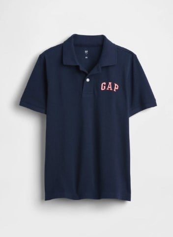 Gap Erkek Çocuk Polo Yaka Arma Detaylı Kısa Kollu Tişört 4-16 Yaş LACİVERT