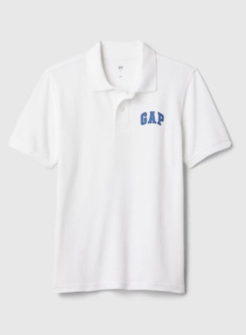 Gap Erkek Çocuk Polo Yaka Arma Detaylı Kısa Kollu Tişört 4-16 Yaş BEYAZ
