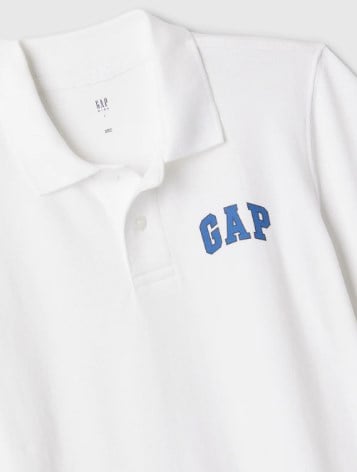 Gap Erkek Çocuk Polo Yaka Arma Detaylı Kısa Kollu Tişört 4-16 Yaş BEYAZ