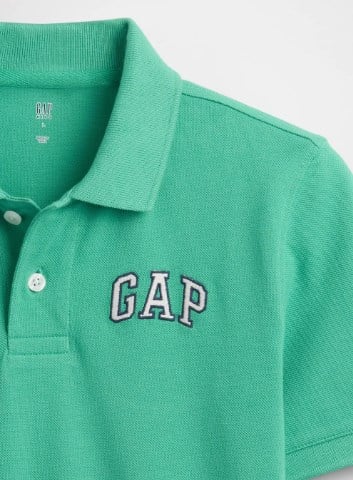 Gap  Erkek Çocuk Yeşil Logo Detaylı Pike Polo Yaka Tişört 4-16 Yaş YEŞİL