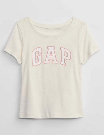 Gap Kız Bebek Arma Baskı Kısa Kollu Tişört 1-5 Yaş EKRU