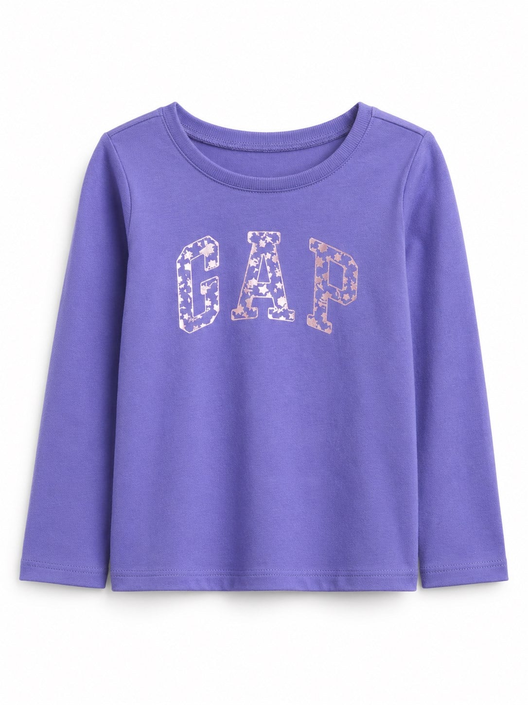 GAP Kız Bebek Desenli Logo Baskılı Bisiklet Yaka Uzun Kollu Tişört 1-6 Yaş MOR