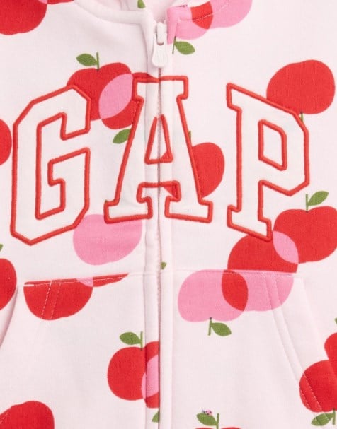 Gap Kız Bebek  Elma Desenl Fermuarlı Kapüşonlu Ceket 0-6 Yaş PEMBE
