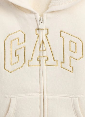 Gap Kız Bebek Gold Yazılı Fermuarlı Ceket 1-5 Yaş KREM