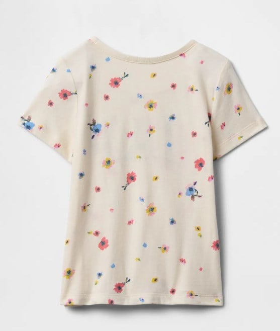 Gap Kız Bebek Logo Çiçek Baskı Kısa Kollu Tişört 6 Ay-5 Yaş EKRU