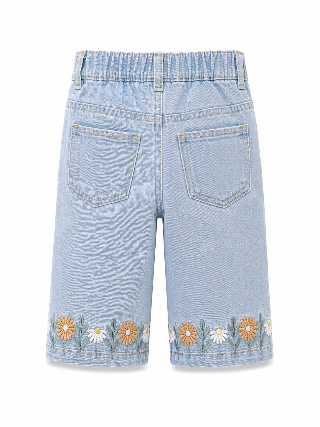 Gap Kız Bebek Paçası Çiçek İşlemeli Jean 1-6 Yaş MAVİ