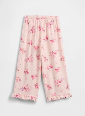 Gap Kız Bebek Pembe Çiçek Desenli Fırfırlı Müslin Pantolon 0-5 Yaş PEMBE