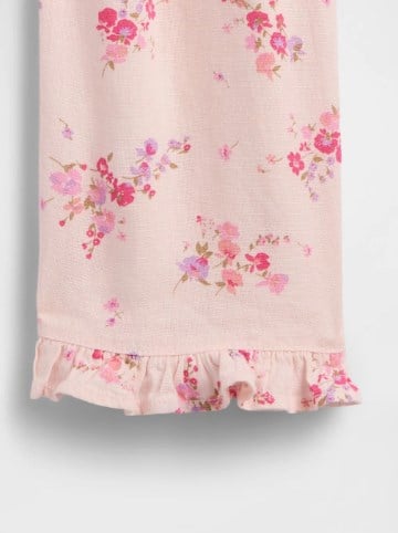 Gap Kız Bebek Pembe Çiçek Desenli Fırfırlı Müslin Pantolon 0-5 Yaş PEMBE