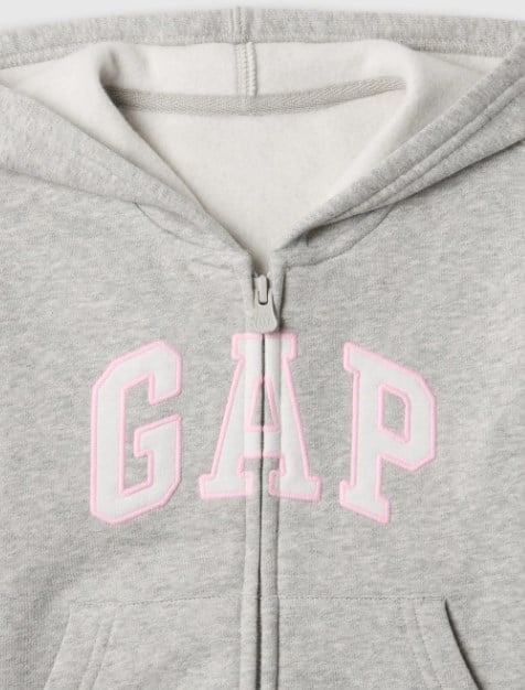 Gap Kız Bebek Pembe Detaylı Fermuarlı Ceket 0-6 Yaş GRİ MELANJ