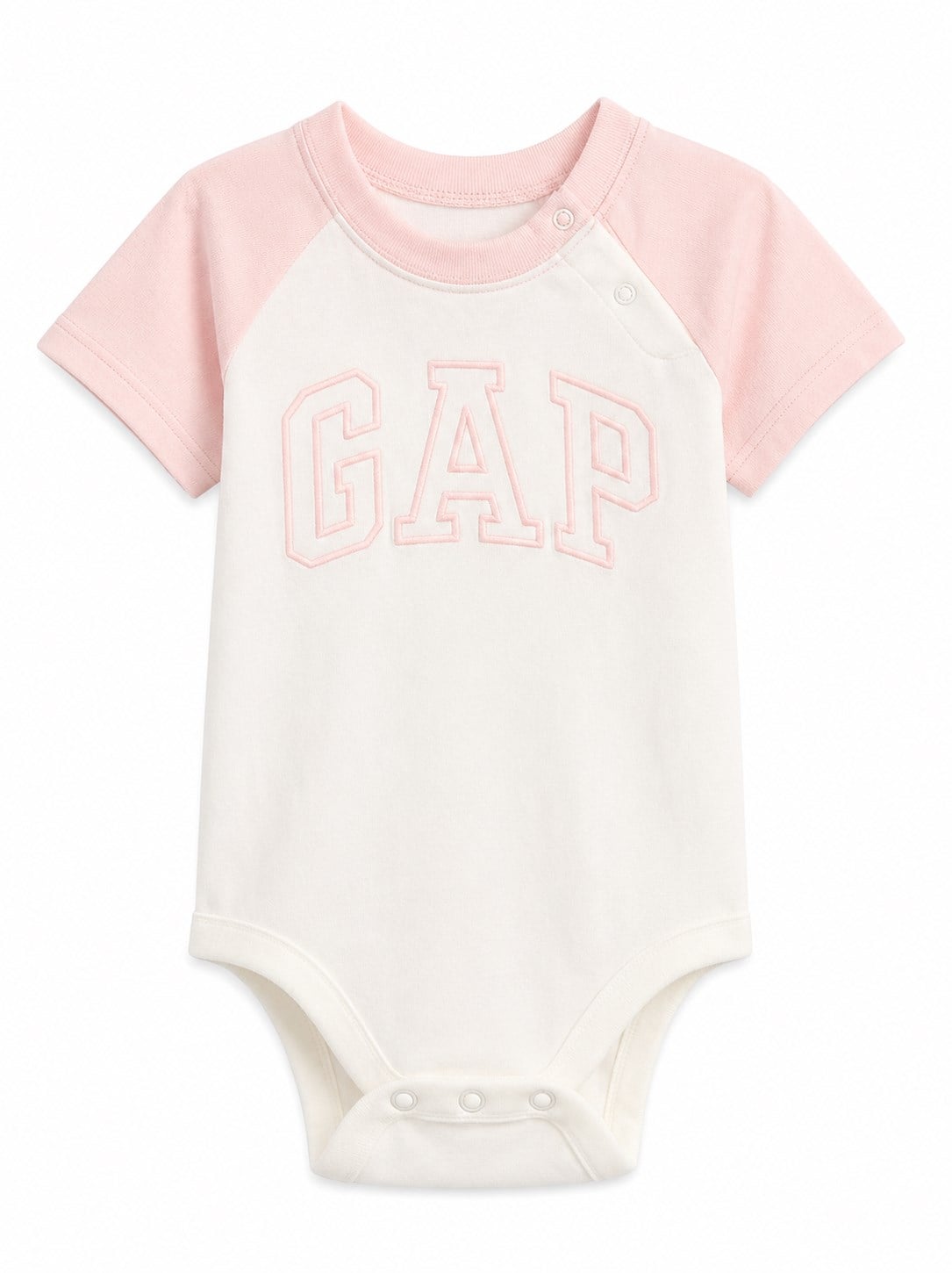 Gap Kız Bebek Yazı Detaylı Kısa Kollu Zıbın 0 Ay 12 Ay AÇIK PEMBE
