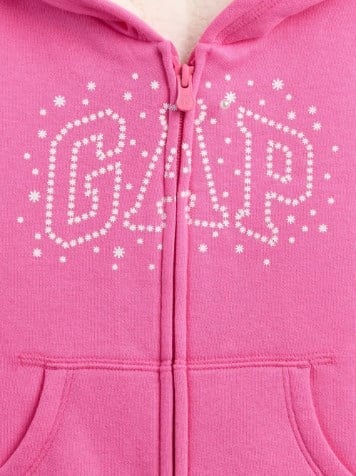 Gap Kız Bebek Yıldız Baskı Kapşonlu Fermuarlı Ceket 1-5 Yaş PEMBE