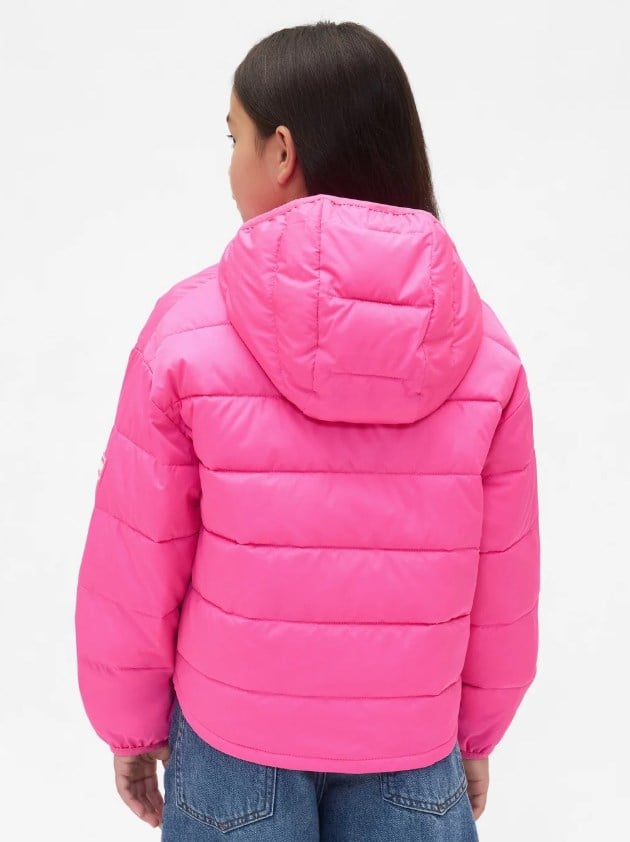 Gap Kız Çocuk Hafif ve Suya Dayanıklı ColdControl Puffer Ceket 6-14 Yaş PEMBE