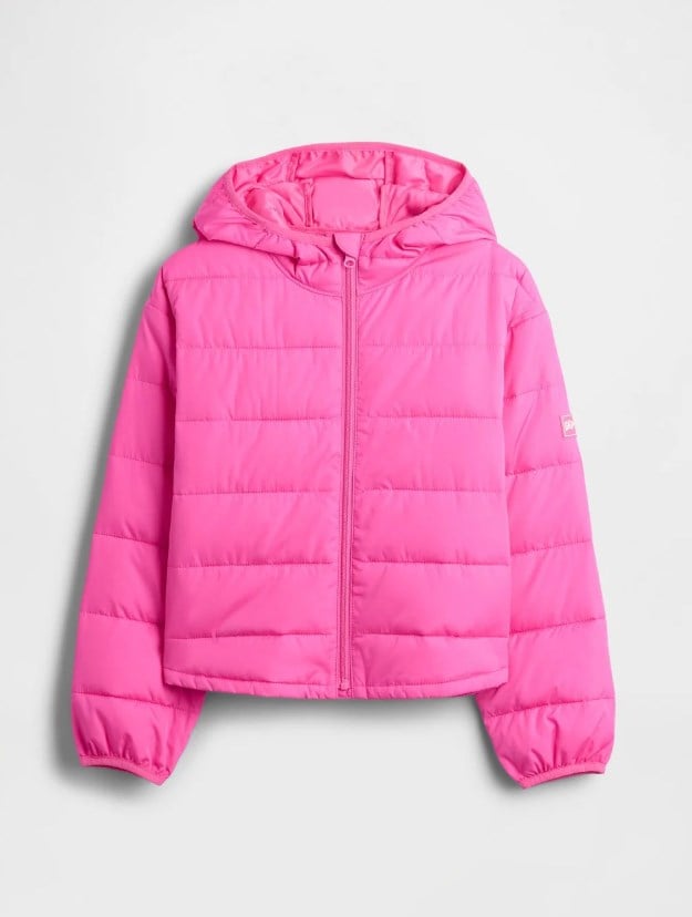 Gap Kız Çocuk Hafif ve Suya Dayanıklı ColdControl Puffer Ceket 6-14 Yaş PEMBE