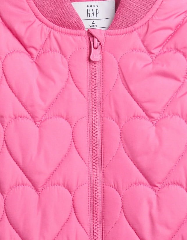Gap Kız Çocuk Kalp Desenli Kapitone Şişme Mont 1-6 Yaş PEMBE