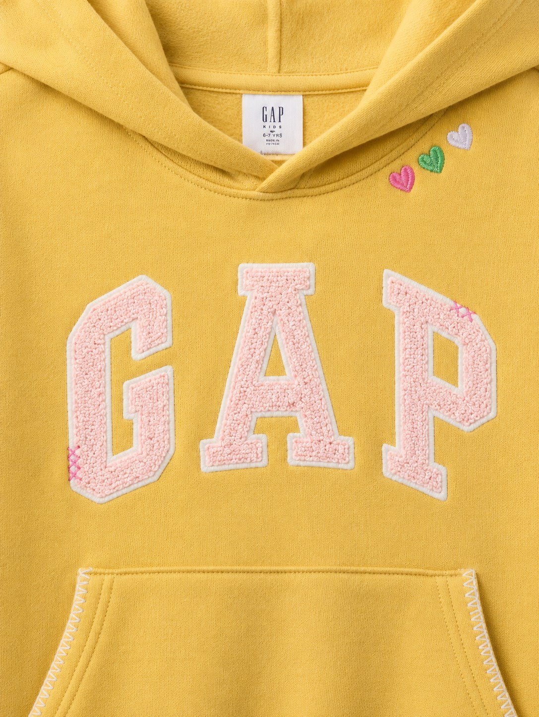 GAP Kız Çocuk Kalp Detaylı Logo Baskılı Kapüşonlu Sweatshirt 6-16 Yaş SARI