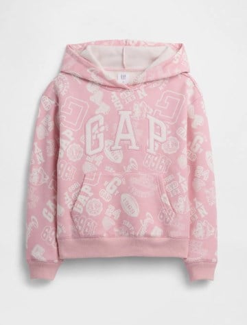 Gap Kız Çocuk Karma Baskı Cepli Şardonlu Sweatshirt 4-16 Yaş PEMBE