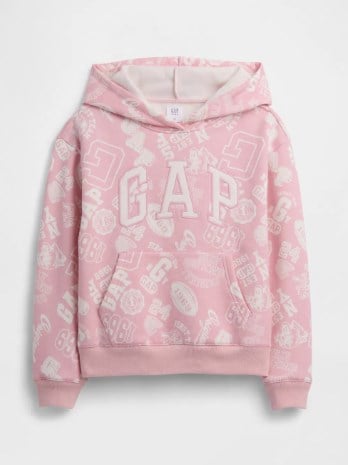 Gap Kız Çocuk Karma Baskı Cepli Şardonlu Sweatshirt 4-16 Yaş PEMBE