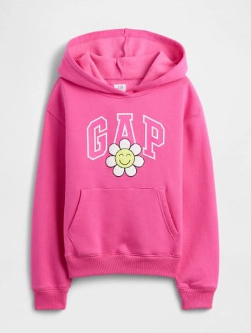 Gap Kız Çocuk Karma Baskı Cepli Şardonlu Sweatshirt 4-16 Yaş FUŞYA