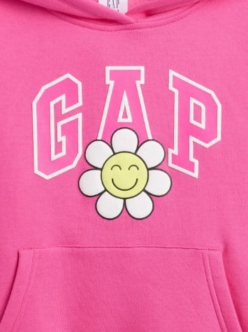 Gap Kız Çocuk Karma Baskı Cepli Şardonlu Sweatshirt 4-16 Yaş FUŞYA