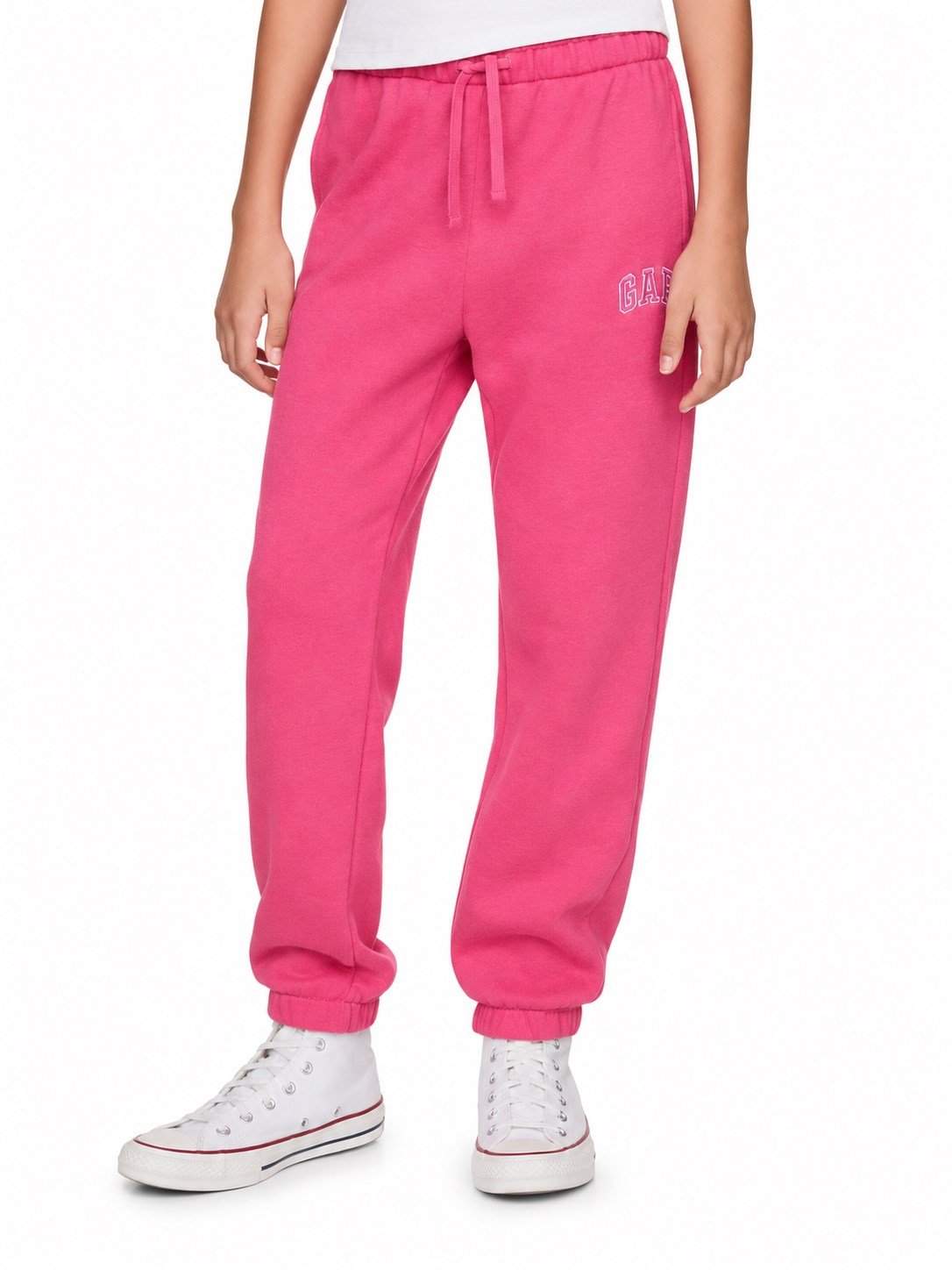 GAP Kız Çocuk Logo Relaxed Havlu Kumaş Jogger Eşofman Altı 6-16 Yaş PEMBE