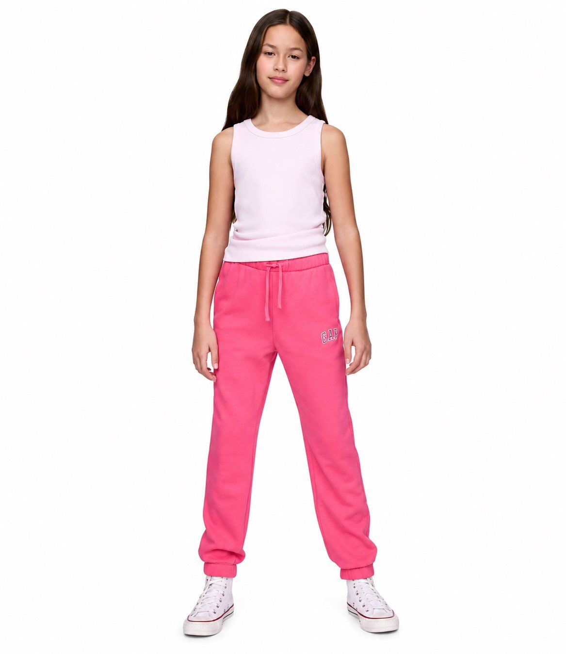 GAP Kız Çocuk Logo Relaxed Havlu Kumaş Jogger Eşofman Altı 6-16 Yaş PEMBE