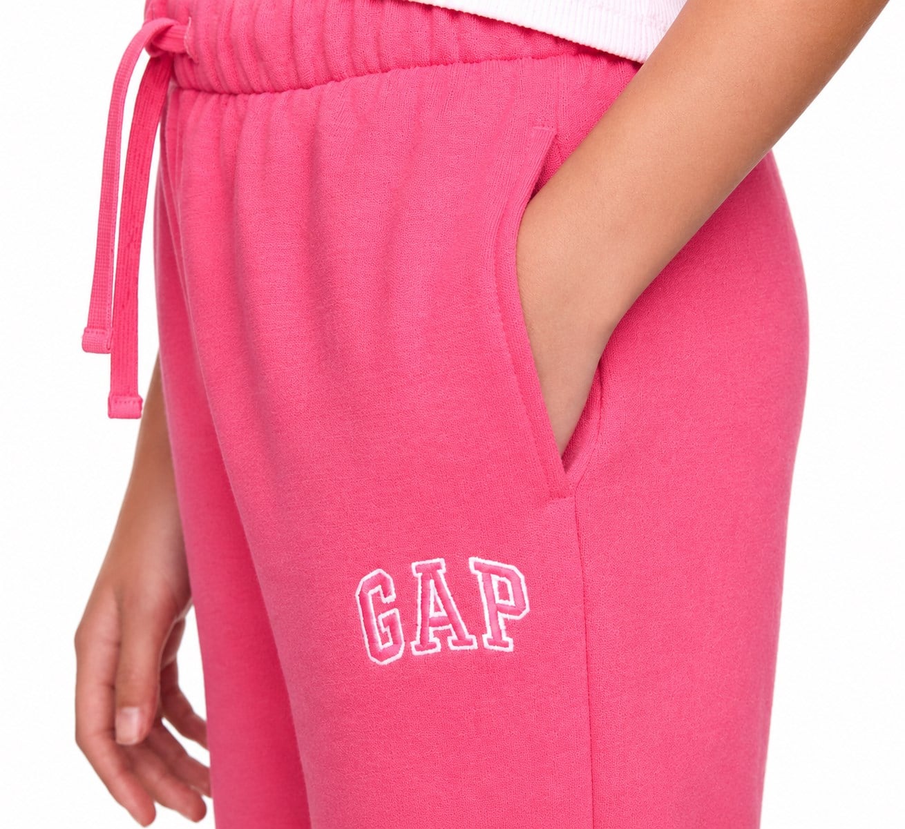 GAP Kız Çocuk Logo Relaxed Havlu Kumaş Jogger Eşofman Altı 6-16 Yaş PEMBE