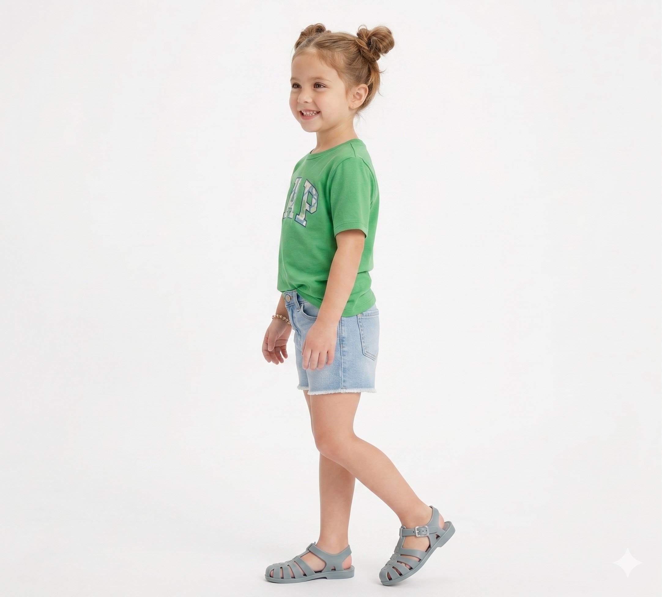 Gap Kız Çocuk Mid Rise Midi Denim Şort 4-16 Yaş MAVİ
