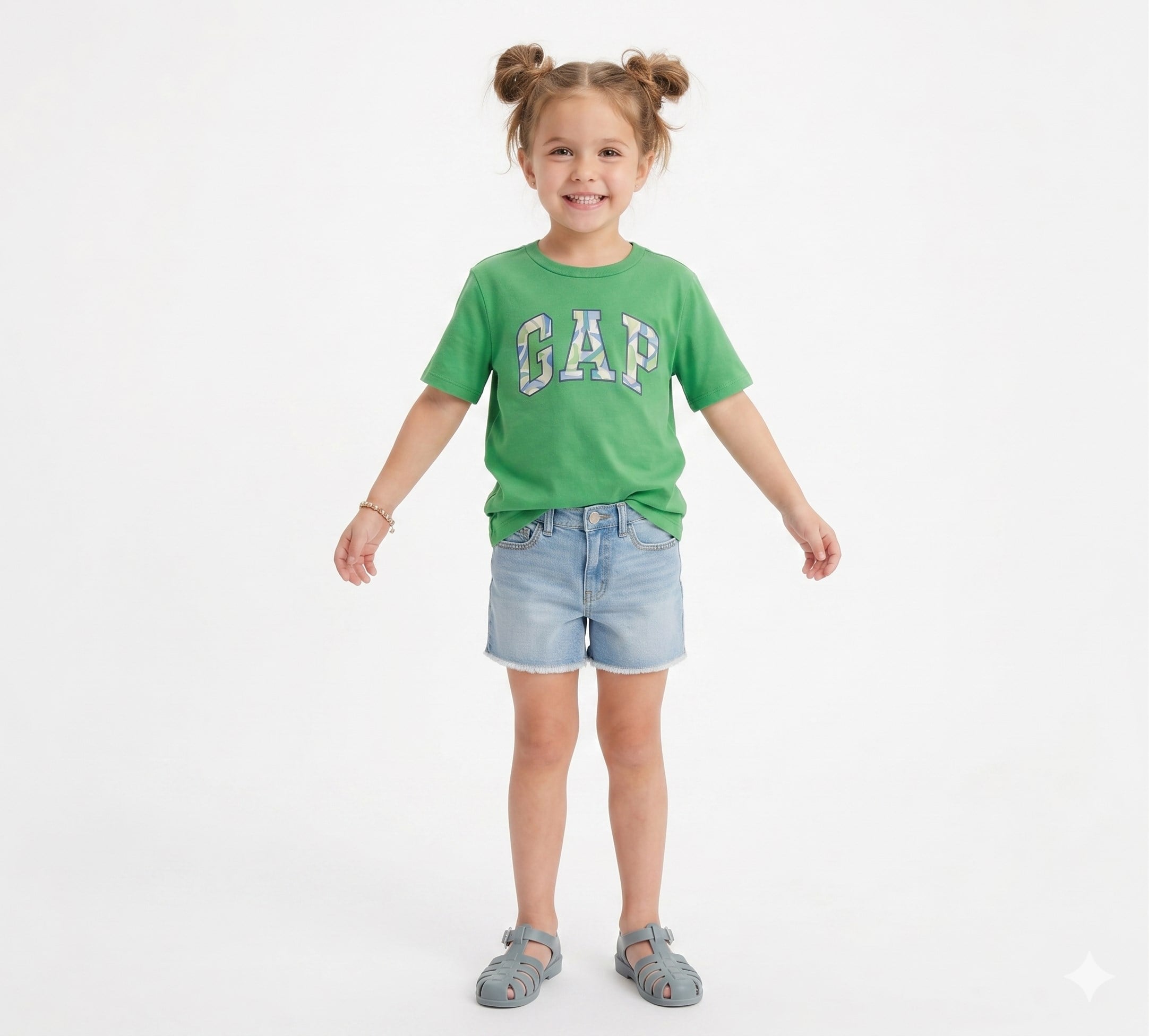 Gap Kız Çocuk Mid Rise Midi Denim Şort 4-16 Yaş MAVİ