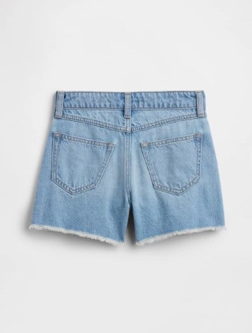 Gap Kız Çocuk Mid Rise Midi Denim Şort 4-16 Yaş MAVİ