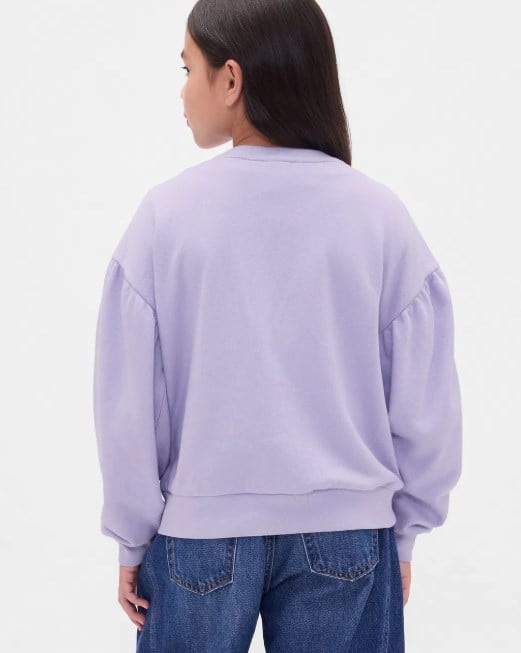 Gap Kız Çocuk Payet  Baskı  Logo Uuzn Kollu Sweatshirt 4-16 Yaş MOR