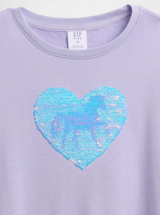 Gap Kız Çocuk Payet  Baskı  Logo Uuzn Kollu Sweatshirt 4-16 Yaş MOR