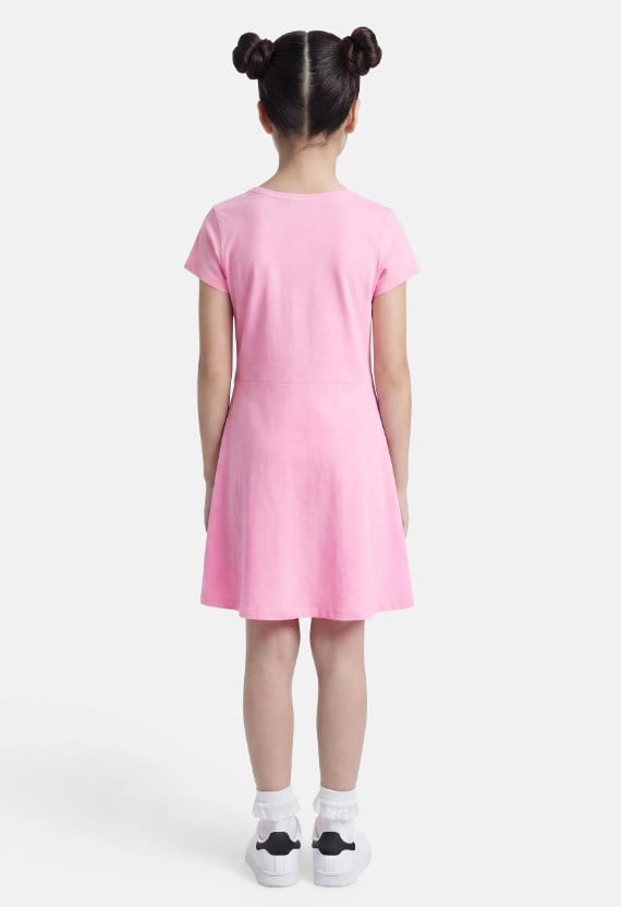 Gap Kız Çocuk Pembe Logo Detaylı Kısa Kollu Jersey Elbise 4-16 Yaş PEMBE
