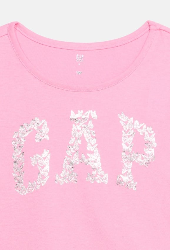 Gap Kız Çocuk Pembe Logo Detaylı Kısa Kollu Jersey Elbise 4-16 Yaş PEMBE
