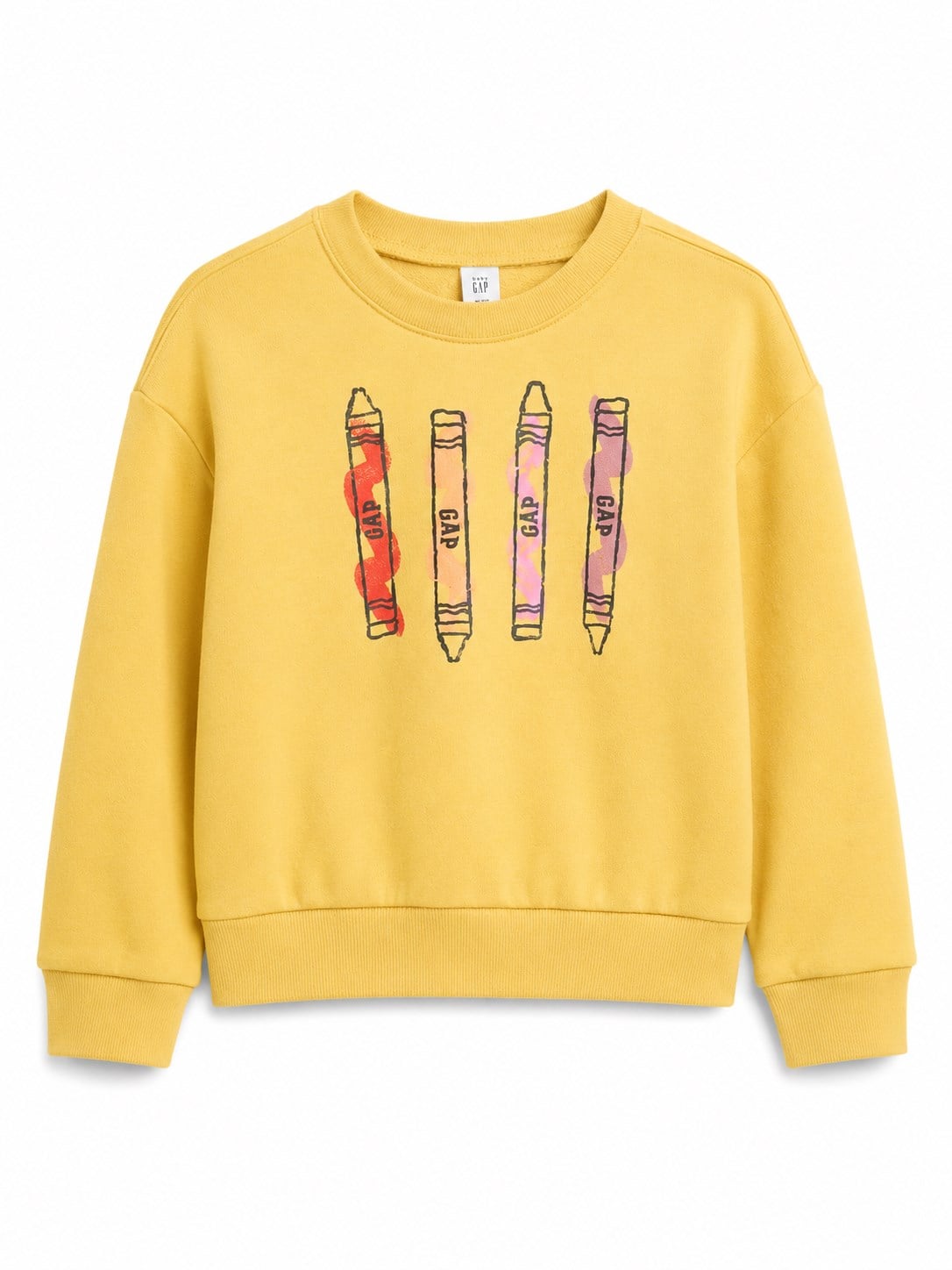 Gsp Kız Bebek Kalem Desenli Bisiklet Yaka Üç İplik Oversize Sweatshirt SARI