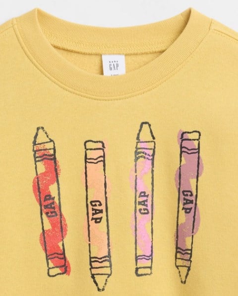 Gsp Kız Bebek Kalem Desenli Bisiklet Yaka Üç İplik Oversize Sweatshirt SARI