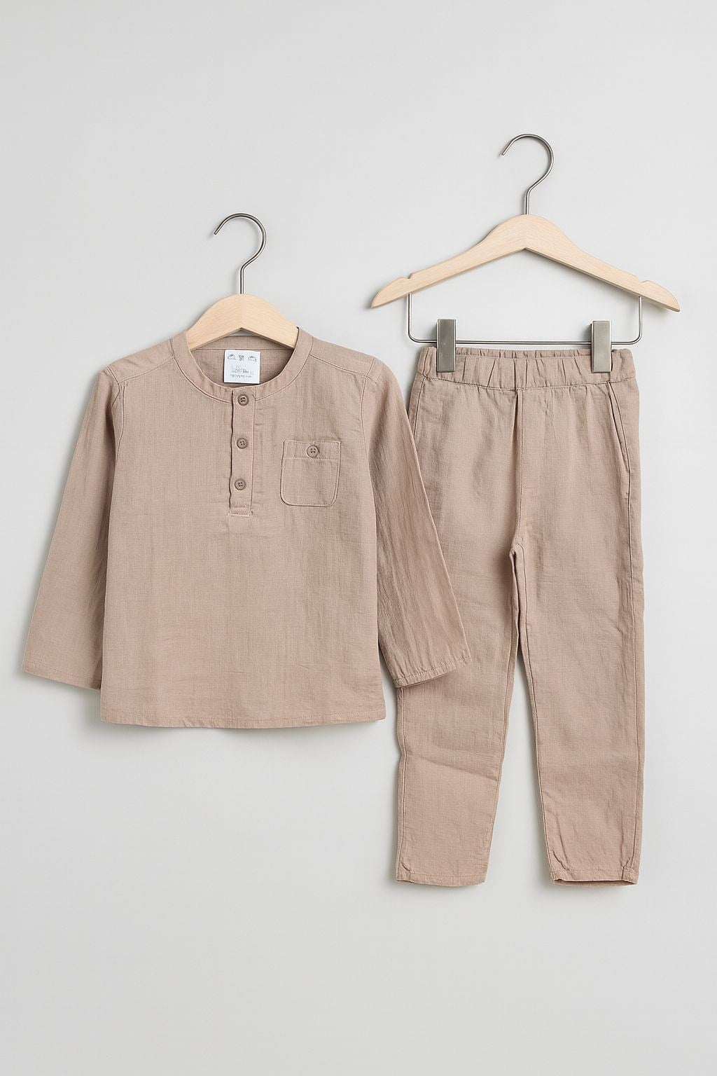 Jabber Erkek Çocuk Şile Bezi Hakim Yaka Pijama Takıımı 1-10 Yaş CAMEL