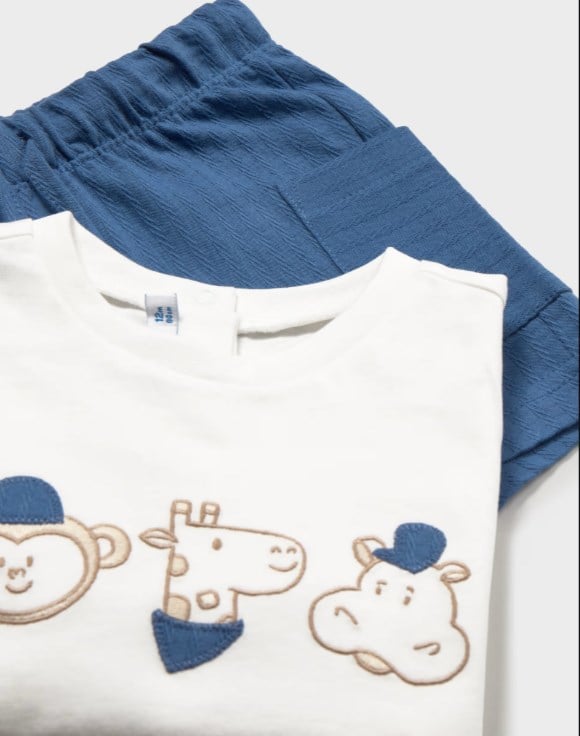 Mayoral Erkek Bebek Animal Baskı Şortlu 2'Li Takım 6 Ay 4 Yaş MAVİ