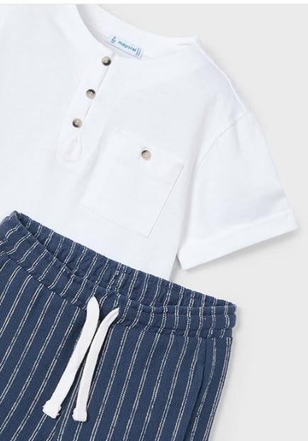 Mayoral Erkek Çocuk Çizgi Şort Hakim Yaka Takım 2-10 Yaş LACİVERT