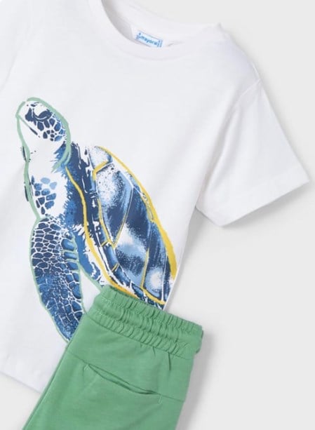 Mayoral Erkek Çocuk Kablumbağa Baskı Şotlu Takım 2-10 Yaş EKRU - YEŞİL