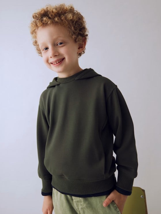 Mayoral Erkek Çocuk Kapşonlu Cepli Sweatshirt 2-10 Yaş YEŞİL