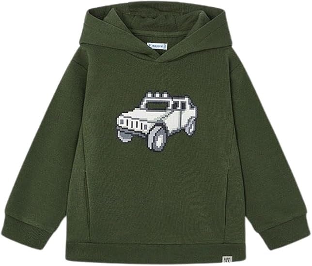 Mayoral Erkek Çocuk Piksel Araba Baskılı Kapüşonlu Sweatshirt 2-10 Yaş YEŞİL