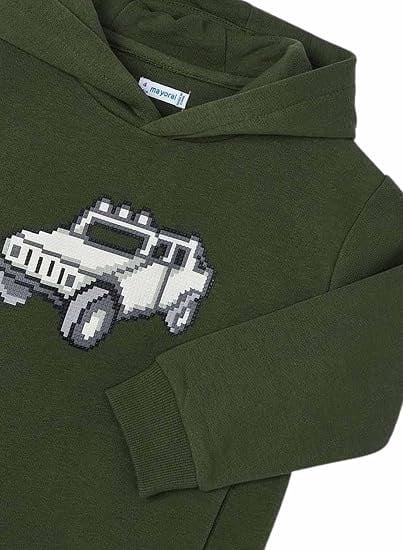 Mayoral Erkek Çocuk Piksel Araba Baskılı Kapüşonlu Sweatshirt 2-10 Yaş YEŞİL