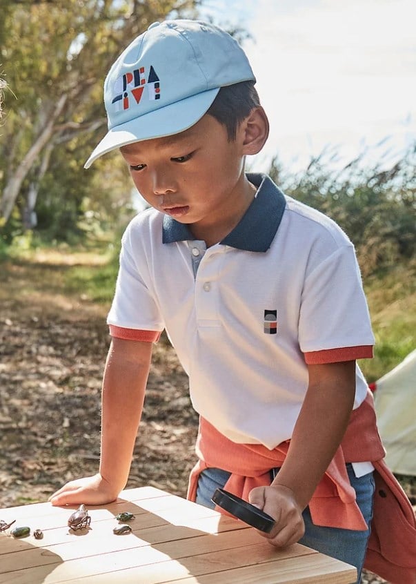 Mayoral Erkek Çocuk Polo Yaka Kısa Kollu Tişört 2-10 Yaş BEYAZ - MAVİ