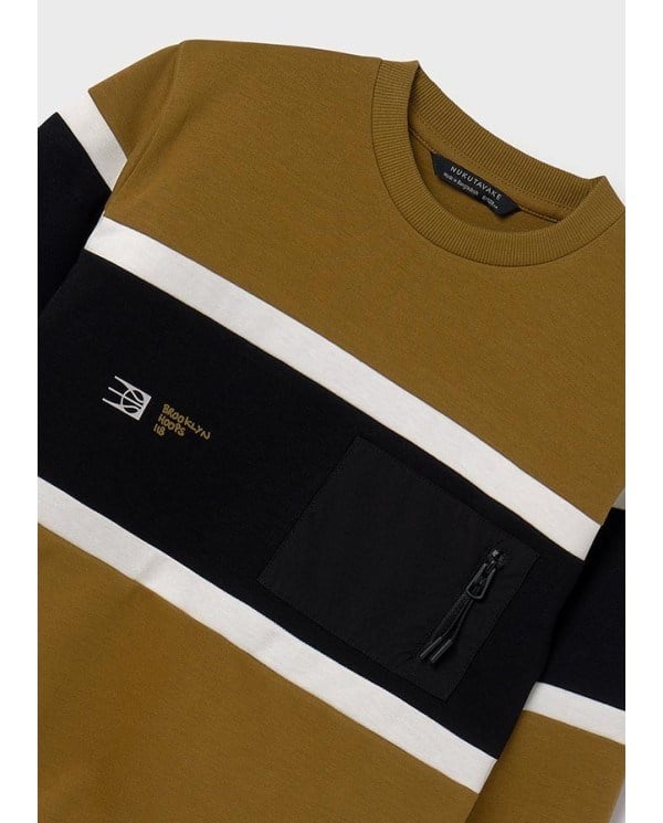 Mayoral Erkek Çocuk Renk Bloklu Sweatshirt 8-18 Yaş BEYAZ
