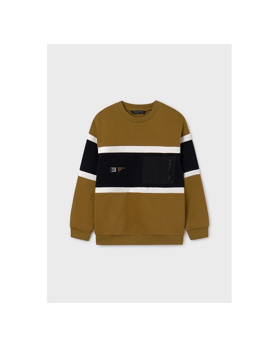 Mayoral Erkek Çocuk Renk Bloklu Sweatshirt 8-18 Yaş BEYAZ